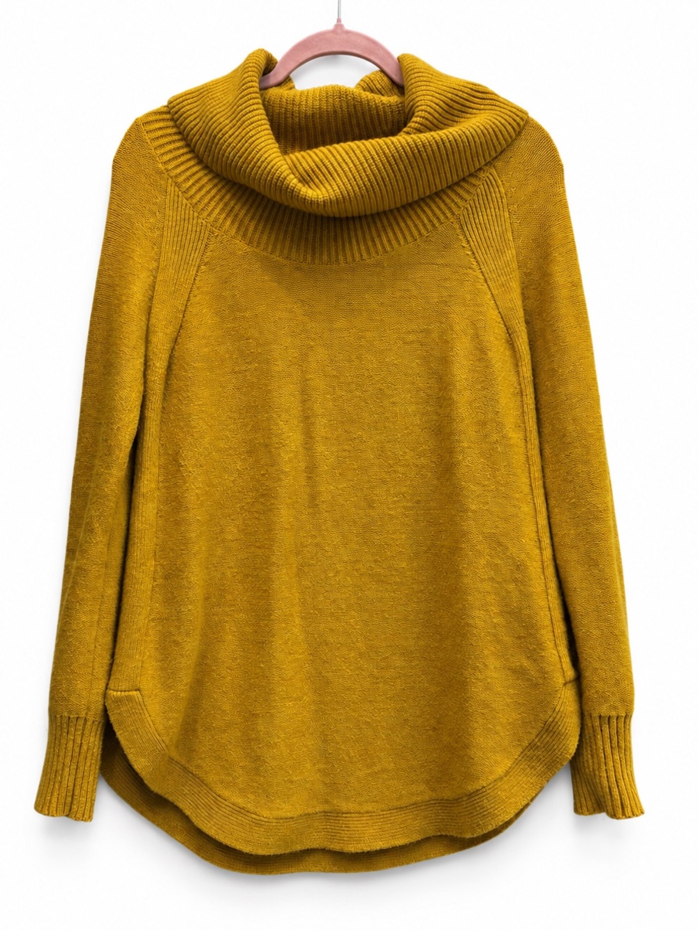 Anthropologie Mustard Yellow Cowl Neck Tunic Sweater Size Medium - Picture 2 of 7